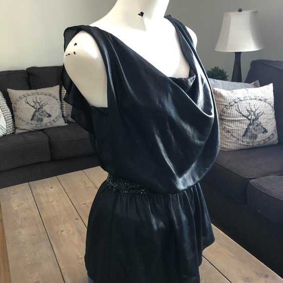 Black Feminine Dressy Smart Set Top | Size S - Picture 4 of 13